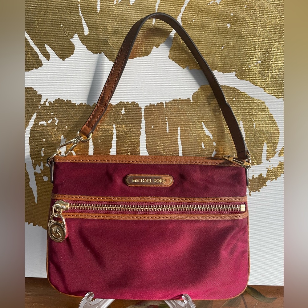 Michael Kors Kampton Maroon Nylon Wristlet